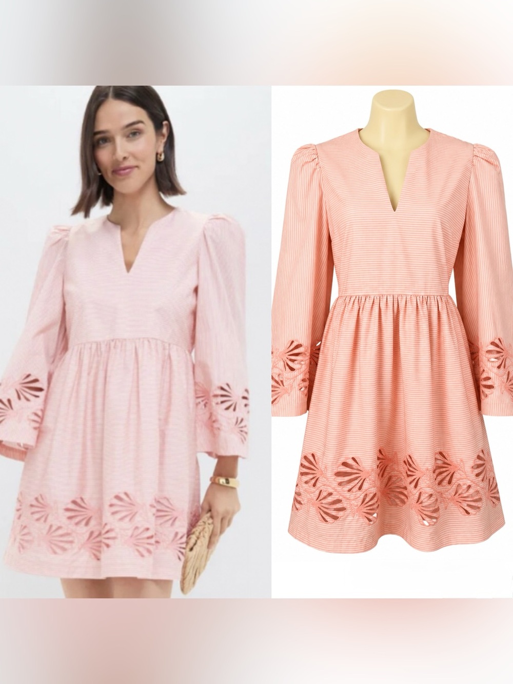 Tuckernuck Izzie Dress Pink Salt Stripe Eyelet Mini Dress Medium Cotton seashell